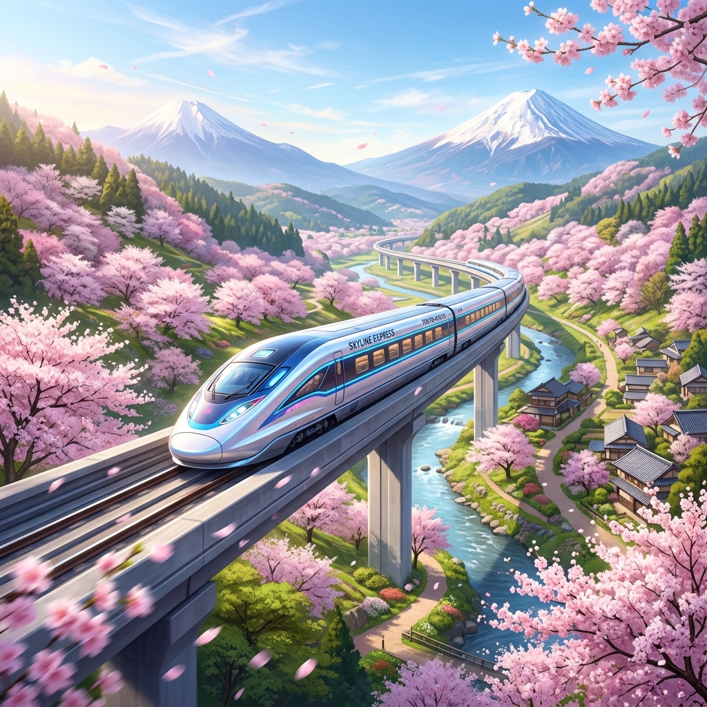 Train Blossoms Banner